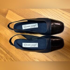 Vintage Andre Assous Navy Slingback Sandals